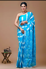 VARSHIKA – OCEAN BREEZE TIE-DYE COTTON MUL MUL SAREE