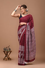 RUHANI" – MAROON WHISPER MUL MUL SAREE