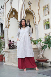 LIGHT GREY GEOMETRIC KURTA SET
