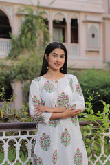 ELEGANT FLORAL HAND BLOCK PRINTED COTTON KURTI