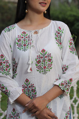 ELEGANT FLORAL HAND BLOCK PRINTED COTTON KURTI
