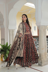 Red & Black Bagru PrintedLehenga Set