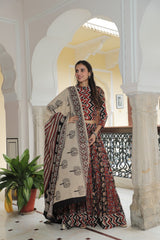 Red & Black Bagru PrintedLehenga Set