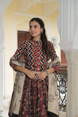 Red & Black Bagru PrintedLehenga Set