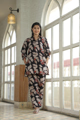 BLACK BOTANICAL CO-ORD SET