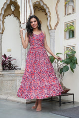 MULTICOLOR ABSTRACT PRINT COTTON LONG DRESS