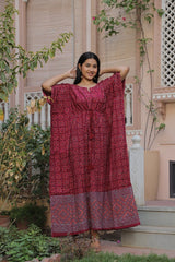 MAROON AJRAKH-INSPIRED KAFTAN DESERT BLOOM EDITION