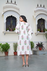FLORAL HANDBLOCK PRINTED COTTON KAFTAN
