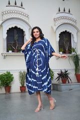 SHIBORI TIE-DYE INDIGO COTTON KAFTAN