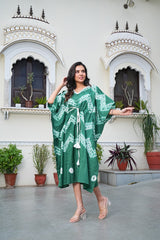 EMERALD GREEN SHIBORI COTTON KAFTAN