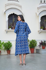 INDIGO BLUE DABU PRINT COTTON KAFTAN