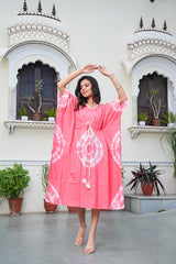 BLUSH PINK SHIBORI TIE-DYE COTTON KAFTAN