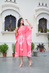 BLUSH PINK SHIBORI TIE-DYE COTTON KAFTAN
