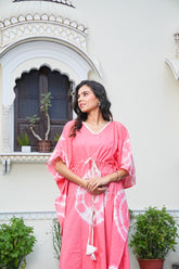 BLUSH PINK SHIBORI TIE-DYE COTTON KAFTAN