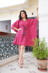 RANI PINK FLORAL PRINT KAFTAN DRESS