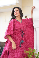 RANI PINK FLORAL PRINT KAFTAN DRESS