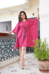 RANI PINK FLORAL PRINT KAFTAN DRESS