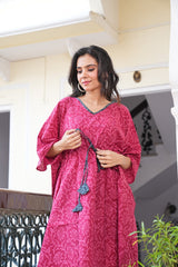 RANI PINK FLORAL PRINT KAFTAN DRESS