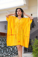 SUNSHINE YELLOW TIE-DYE KAFTAN DRESS