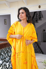 SUNSHINE YELLOW TIE-DYE KAFTAN DRESS