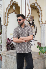 ARTHY CHARM HANDBLOCK COTTON SHIRT – ASH BROWN