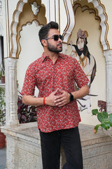 MAROON BLOOM COTTON SHIRT – TIMELESS INDIAN FLORAL