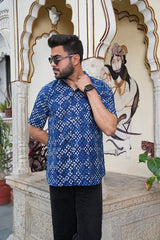 MEN'S HANDCRAFTED INDIGO SHORT SLEEVE SHIRT
