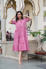 BLUSH BLOOM PINK FLARED DRESS