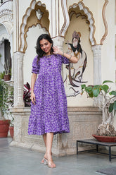 LAVENDER BLOOM FLARED DRESS