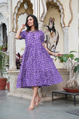 LAVENDER BLOOM FLARED DRESS