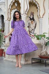 LAVENDER BLOOM FLARED DRESS