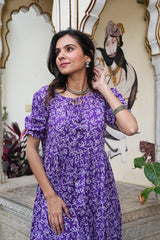 LAVENDER BLOOM FLARED DRESS