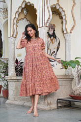 RUST ELEGANCE FLARED DRESS