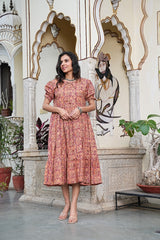 RUST ELEGANCE FLARED DRESS