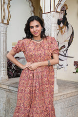 RUST ELEGANCE FLARED DRESS