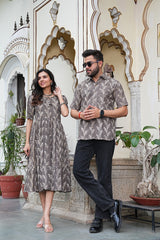 GREY LEAF PRINT COUPLE SET