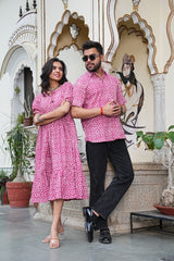 PINK GEOMETRIC PRINT COUPLE SET
