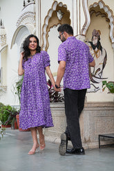 PURPLE LEAF PRINT COUPLE SET