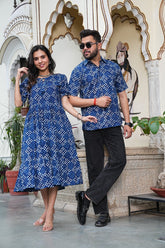 ROYAL BLUE POLKA COUPLE SET