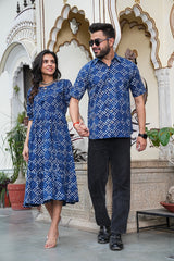 ROYAL BLUE POLKA COUPLE SET