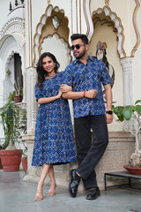 ROYAL BLUE POLKA COUPLE SET
