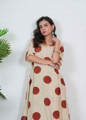 BOONDBAATI – POLKA HAND BLOCK OVERSIZE KURTI SET