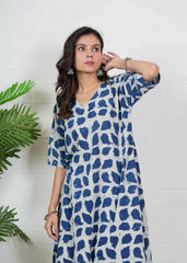 NEELPATAKHA – INDIGO ABSTRACT OVERSIZE KURTI SET