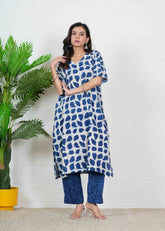 NEELPATAKHA – INDIGO ABSTRACT OVERSIZE KURTI SET
