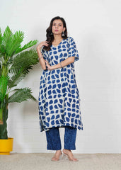 NEELPATAKHA – INDIGO ABSTRACT OVERSIZE KURTI SET