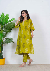 HARILEELA – FLORAL HAND BLOCK OVERSIZE KURTI SET