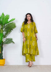 HARILEELA – FLORAL HAND BLOCK OVERSIZE KURTI SET