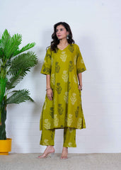 HARILEELA – FLORAL HAND BLOCK OVERSIZE KURTI SET