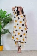 GULABO BINDI – POLKA HAND BLOCK COTTON KURTI SET