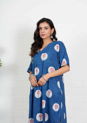INDIGO PHOOL — RED BLOOM HAND BLOCK KURTI SET